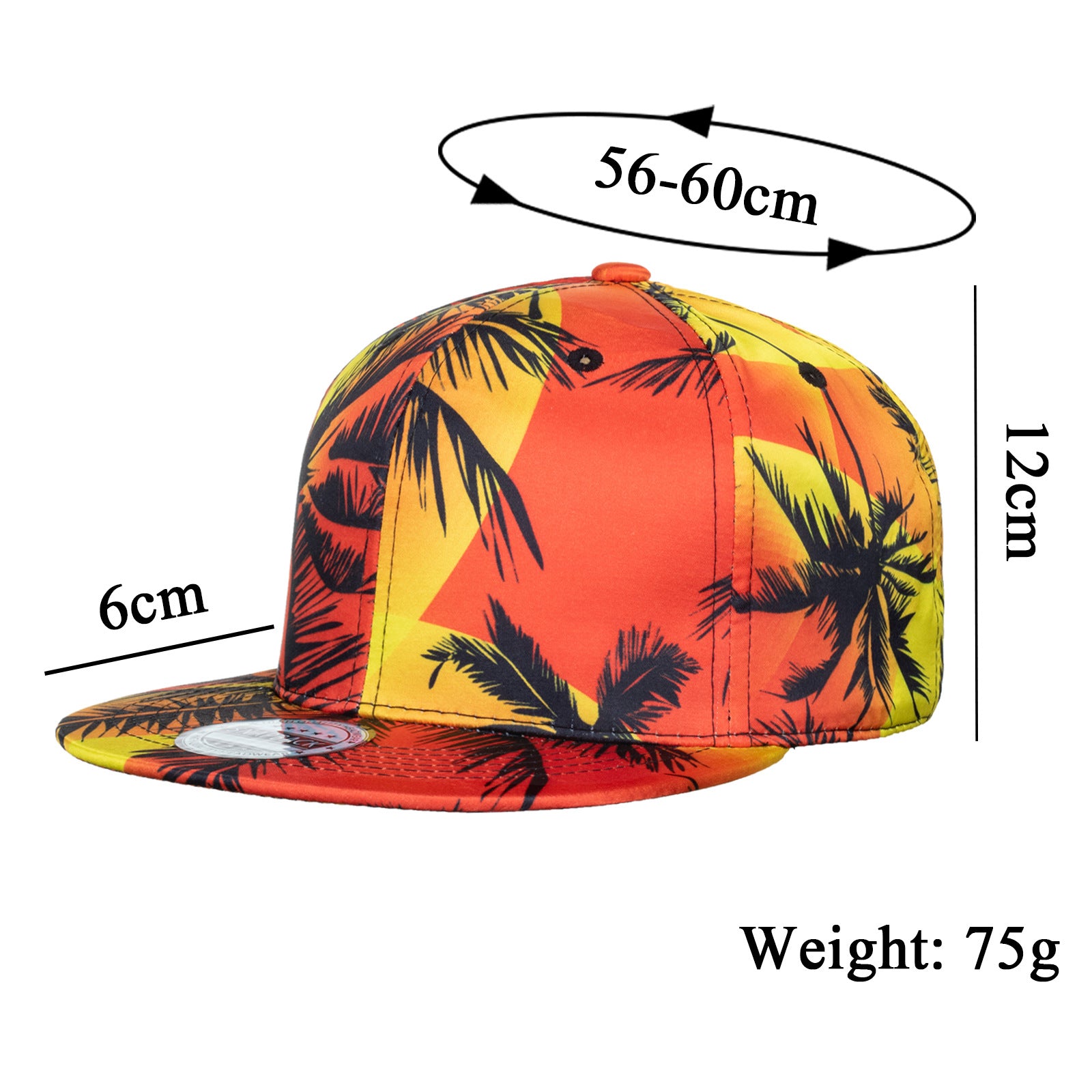 Wholesale Flat brim baseball cap with digital print of coconut tree pattern